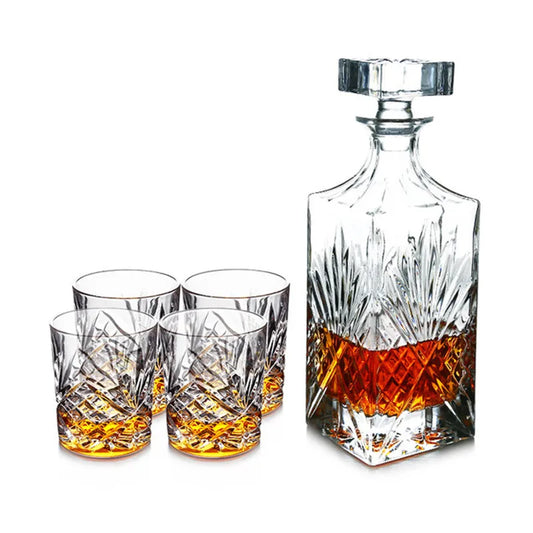 Old Fashioned Whiskey Decanter and Glass Set [5pcs]