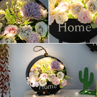 Artificial Flowers Wall Hanging with LED Lights