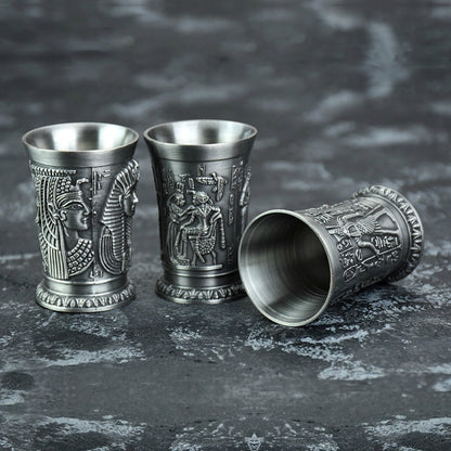 Ancient Egypt Silver Shot Glasses (Set of 3)