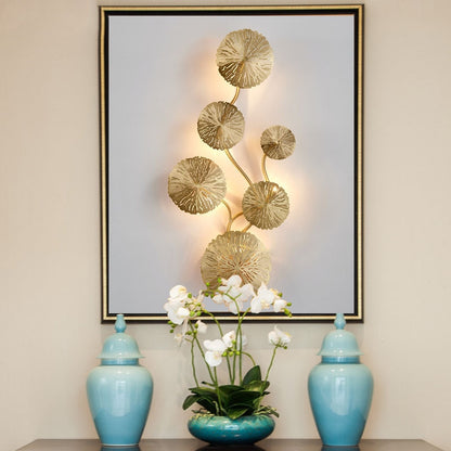 Golden Lotus 6 - Leaf Wall Lamp