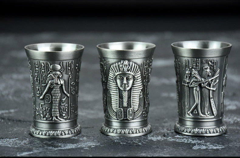 Ancient Egypt Silver Shot Glasses (Set of 3)